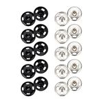 Dreamlover 10mm Silver and Black Snap Button Fastener Sew on Snap Buttons Press Button for Sewing Clothing Art and Crafts Spring Press Studs Popper Button Rust Proof (Pack of 120 Snap Buttons)