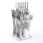 HOKIPO Silverware Cutlery Stand Set of 24 Pcs Stainless Steel Flatware Set, Mirror Finish (AR4572)