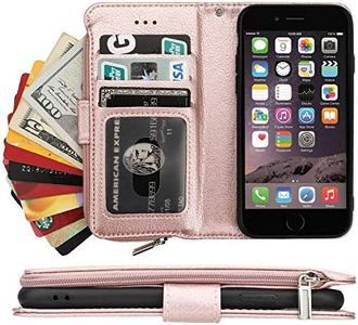 Cavor for iPhone 6/ iPhone 6s Case,PU Leather Zip Pocket Wallet Flip Cover Case Magnetic Closure Book Design with Kickstand Feature & Card Slots Compartment for iPhone6/ iPhone6s(4.7")-Pink