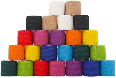 24 Pack Breathable Self Adherent Wrap, Athletic Elastic Non Woven Cohesive Bandage for Sports, First Aid Medical, Wrist, Ankle Sprains, Swelling and Vet Wrap 2 Inch 5 Yards (Rainbow Color).