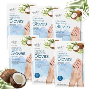 Epielle Intensive Repairing Gloves for Dry and Cracked Hands - 6 Pack | Coconut Oil, Milk Extract, Hyaluronic Acid | Beauty and Skincare Gifts