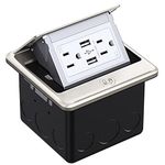 WEBANG Pop Up Floor Outlet Box with 15 Amp Tamper-Resistant USB 5V/4.8A Recepatacle Outlet, Corrosive Resistant Hardware, ETL Listed, Brushed Nickel