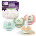 Philips Avent Ultra Soft Nighttime Pacifiers - Orthodontic Design, for Babies 0-6 Months, Glow in the Dark, Flexible Shield, Symmetrical Silicone Nipple, BPA-free, Sterilizing Cases, 4 Pack, SCF094/07