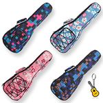 Longteam Print Ukulele Case 10mm Sponge Portable Waterproof Ukuleles bag Cover Uke gig bag with Accessory Storage Pocket (21 In Soprano, Blue Plaid)