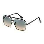 FEISEDY Sunglasses, Fashion Square Pilot Sunglasses, Vintage Metal Gradient Glasses for Men and Women, B4104