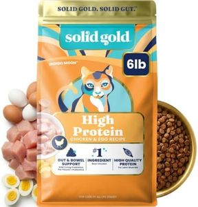 Solid Gold High Protein Dry Cat Food - Grain Free & Gluten Free Chicken Cat Dry Food w/Probiotics for Gut Health & Digestion - High Fiber & Omega 3 - Low Carb Kibble for All Ages - 6LB