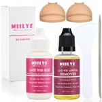 Wig Adhesive and Glue Remover Set, Invisible Waterproof MIILYE Hair Replacement Bonding Glue + Solvent, Light Hold for Lace Front Wig And Poly Hairpieces, Toupee, Cosmetic Hair Systems