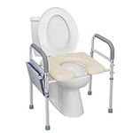 Raised Toilet Seat with Arms, 24in Width, Height Adjustable, Reinforced and Anti-Skid Design, Commode Chair and Safety Frame for Most Toilets，Bathroom Assist Frame for Elderly, Handicap【Widen】