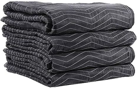 US Cargo Control Moving Blankets Heavy Duty 80"x72" MBSUPREME95 Supreme Mover (95 lb/Doz Weight), Large Quilted Moving Packing Blanket, Furniture Pads, Machine Washable, Moving Blankets 4-Pack, Black