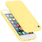 cadorabo Case compatible with Apple iPhone 5 / 5S / SE 2016 in LIQUID YELLOW - Shockproof and Scratch Resistant TPU Silicone Cover - Ultra Slim Protective Gel Shell Bumper Back Skin