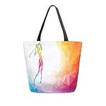 CCDMJ Canvas Tote Bag Rainbow Golf Ball Casual Handbag Purse Large Portable School Bag Girls Women Shoulder Bag Reusable Shopping Grocery Bag for Gym Beach Travel