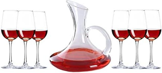 RRMMAN 7 Pcs Red Wine Decanter,Glass Wine Decanter Carafe Crack- Proof Red Wine Decanter Clear Wine Carafe with Handles,Red Wine Carafe Glass Decanters