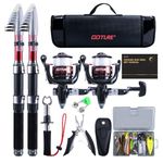 Goture Telescopic Fishing Rod Combo, 2 Pre-Spooled Reels, 66Pcs Lure Kit & Accessories, ML Sea Saltwater/Freshwater Rod, 6.6lb Drag, Lightweight Rod with Water-Resistance Portable Storage Bag 5.9Ft