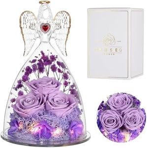 Mothers Day Rose Gifts for Women,Preserved Flower Unique Three Roses, Angels Gifts for Her on Christmas,Valentines Day Birthday.Lightpurple