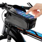 shoplease Waterproof Bike Phone Mount Holder Pouch Bag, Universal Bicycle Frame Handlebar Pouch with Water Resistant Frame Transparent Touchable Pouch Case for 6.5 Inchs Smartphone