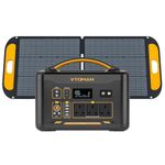 VTOMAN Jump 2200 Portable Power Station with 110W Lightweight Solar Panel - 2200W/1548Wh LiFePO4 Battery Powered Solar Power Generator, Regulated 12V DC, PD 100W Type-C for Camping, Travel