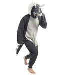 dressfan Animal Triceratops Dragon Onesie Grey Dinosaur Christmas Halloween Cosplay Costume Pajamas Unisex Adults Teens,XL