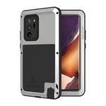 LOVE MEI Galaxy Note 20 Ultra 5g Phone Case, [Without Glass Screen Protector] Full Body Sturdy Defender Hard Cover Heavy Duty Shockproof Dustproof Metal Silicone Case for Samsung Note 20 Ultra Sliver