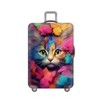 FANSU Luggage Covers for Suitcases Trolley Case Cover for Luggage, Animal Print Elastic Anti-Scratch - Travel Suitcase Cover Protector, 18-32in Small Medium Large Luggage (Cat,M(22-25in))