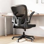 Monhey Ergonomic Office Chair with Lumbar Support, Adjustable Height, 2D Flip-up Arms, Breathable Black Mesh, Comfortable Desk Chair Chair for Home, Office, Study & Gaming