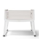 SnuzPod Studio Next to Me Crib, Baby Bed with Zip-Down Wall and 6 Height Settings, Includes Breathable Mattress and Wheels for Newborn (0-6 months), Paris