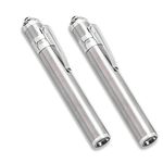 AVIS Aluminium Pocket Pen Torch Light for Doctors | Nurses | Medical Students | Moon Light | Super Bright | Free Battery (Pack of 2, Silver)