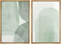 SIGNFORD Abstract Framed Wall Art, Boho Wall Art Decor, Sage Green Wall Art Decor, Geometric Wall Art, Watercolor Wall Art, Semioval Wall Art, Bedroom Decor Wall Art - 16"x24"x2 Panels