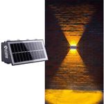 LITVERSE Solar Powered Outdoor Wall Light with Waterproof Use at Garden Yard Landscape Lighting,Home Decor, Courtyard and Balcony Decoration, Auto on Off 8 LEDs (ABS,Warm Light)