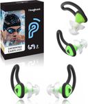 Hearprotek 2 Pairs Swimmer Ear Plugs, Upgraded Custom-fit Water Protection Adult Swimming earplugs for Swimmers Pool Shower Bathing and Other Water Sports (Green)