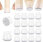 Extra Large High Clear Chair Leg Covers, Felt Bottom Silicone Furniture Foot Protector Pads, 16 Pcs Free Moving Table Leg Covers, Stool Leg Protectors Caps to Prevent Floor Scratches and Reduce Noise.