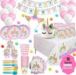 Unicorn Birthday Decorations for Girls - Purple Unicorn Party Supplies and Plates for Girl Birthday, Best Value Unicorn Party Decorations Set for Creating Unicorn Theme