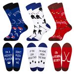 Moyel Hockey Socks Hockey Gifts for Boys Teen Boys Fun Novelty Funky Funny Socks for Men Cotton Crew Socks Christmas Fathers Day Birthday Gifts for Dad Boyfriend Son