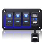 Geloo 3 Gang Switch Panel Waterproof, 12V/24V Marine Switch Panel Rocker Switch with 4.8A Dual USB LED Voltmeter Toggle Switch for Car Boat Truck Campervan