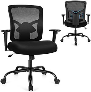 CASART Big and Tall Office Chair, 400LBS Ergonomic Mesh Desk Chair with Padded Seat Cushion, Adjustable Armrests, Lumbar Support & Wheels, Height Adjustable Task Chair for Home Office