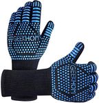 GEEKHOM BBQ Grill Gloves,1472℉ Heat Resistant Oven Gloves, EN407 Certified 13 Inch Flexible Barbecue Mitts Good Grip for Smoker, Baking, Cooking, Fire Pit (Blue)