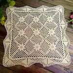 kilofly Handmade Crochet Cotton Lace Table Placemats Sofa Doilies, 2pc, Square, Beige,19.6 inch