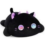 Mewaii Cute Cat Plush Pillow, Kawaii Plushies Purple Big Eyes Cat Stuffed Toys, Squishy Plushies, Cuddle Body Pillow for Kids & Girls