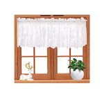 Lace Curtains for Windows Short, White Lace Tier Curtain, Valance Curtain with Rod Pocket for Kitchen or Bathroom Windows, Short Curtain for Home Decor, Festival Gift (1 piece, 130 x 41 cm) (White)