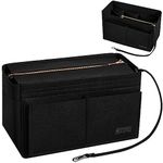 Ropch Handbag Organiser Insert, Tote Bag Organiser Insert Felt Bag Organizer Storage with Bottle Holder Perfect for Speedy Neverfull Tote,Black - XL