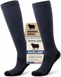 Iambamboo Merino Wool Compression Socks for Women & Men, 20-30 mmHg Knee High Dryarn Socks for Flying, Travel, Running L/XL (Dark Blue)