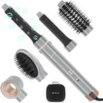 IG INGLAM Update 5 in 1 MegaAIR Hot Hair Brush Blow Dryer, High Speed Hair Dryer Brush Blow Dryer 28MM Automatic Air Curling Iron 110,000 RPM Brushless Motor Negative Ionic Care Lock Style,Gray