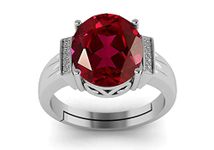 LMDLACHAMA 10.25 Ratti 9.50 Carat Certified And Natural Red Ruby Gemstone Silver Adjustable Ring For Men And Women