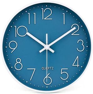 jomparis 10 Inch Cerulean Wall Clock Battery Operated Silent & Non-Ticking Wall Clock