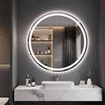 Dripex 600 mm Bluetooth Round LED Mirror Bathroom, Bathroom LED Mirror with Light, Circle Illuminated Backlit Wall Mounted Mirror with Demister, Anti-fog, 3 Lighting Modes, Dimming Light, IP44