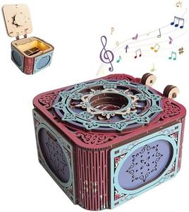 suruim You are My Sunshine Wood Music Box Colorful, Mini Wind Up Engraved Vintage Music Box with Hidden Compartment for Keepsakes, for Mom Daughter Girlfriend Gifts or Anniversary Wedding (B)