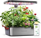 owltron Smart Hydroponics Growing System Kit,15 Pods Indoor Herb Garden with 36W LED Grow Light & APP Control, Planting Height Up to 30", Quiet Water Pump, Ideal Gift for All Ages Dark Silver