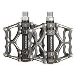 BONMIXC Mountain Bike Pedals Flat Bicycle Pedals Sealed Bearing Metal Platform Road Bike Pedals Black 9/16" Thread