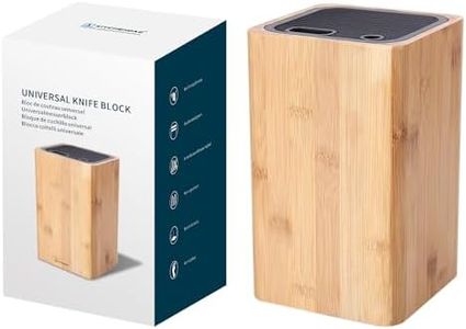 Deluxe Universal Knife Block with Slots for Scissors and Sharpening Rod Bamboo Knife Holder for Safe, Space Saver Knives Storage - Unique Slot Design to Protect Blades - by KITCHENDAO