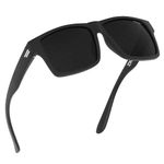 TOROE Classic RANGE TR90 Frame Polarized Unbreakable Sunglasses with Hydrophobic Coated Polycarbonate AR Lenses, Matte Black | Black (Cat4), One Size