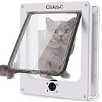 CEESC Extra Large Cat Door (Outer Size 11.6" x 9.8"), Rotary 4 Way Locking Cat Door for Interior Exterior Doors, Weatherproof Pet Door for Cat & Doggie with Circumference < 24.8",Upgraded Version